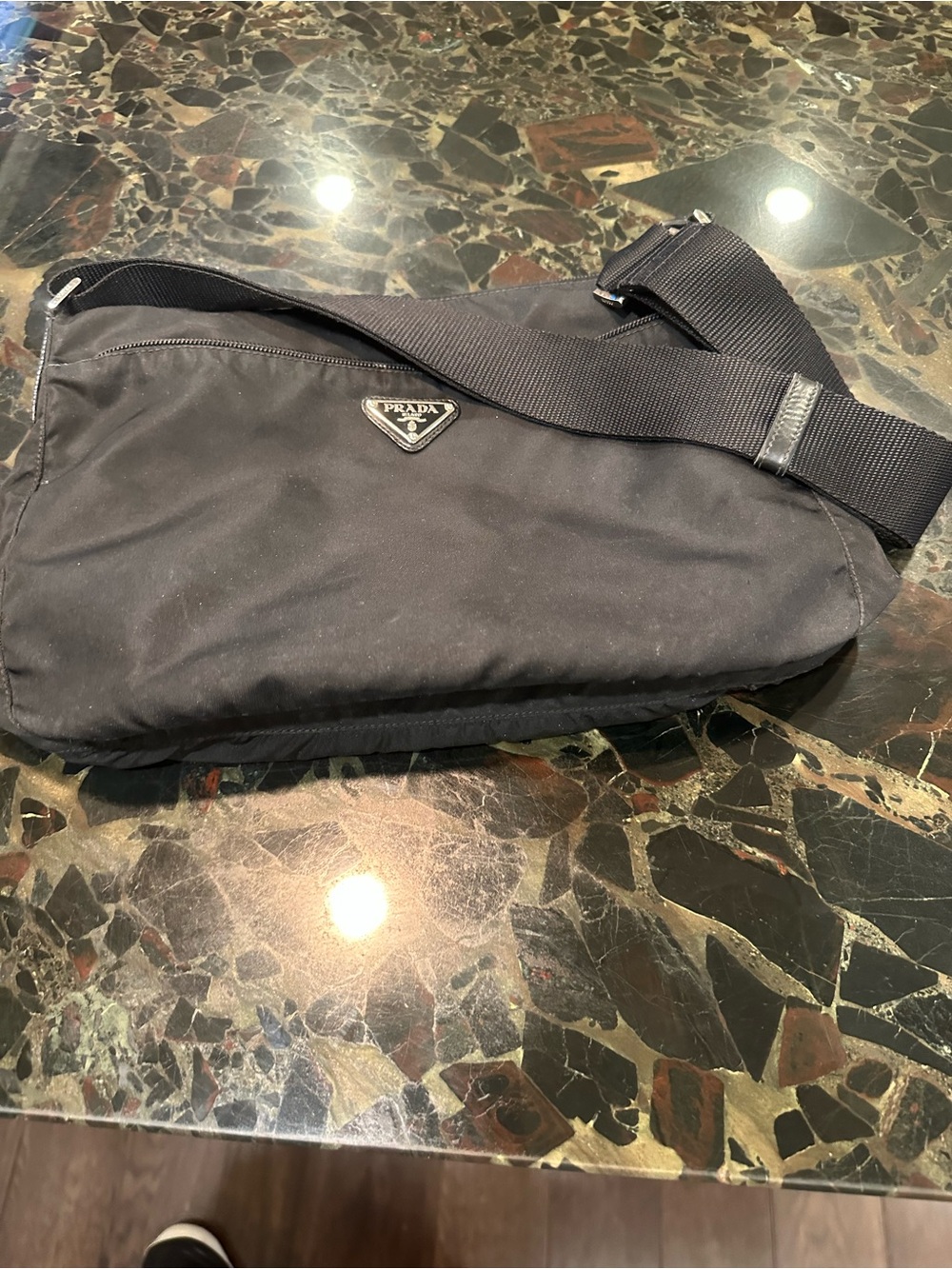 Prada Black Nylon Belt Bag with Adjustable Webbing Strap